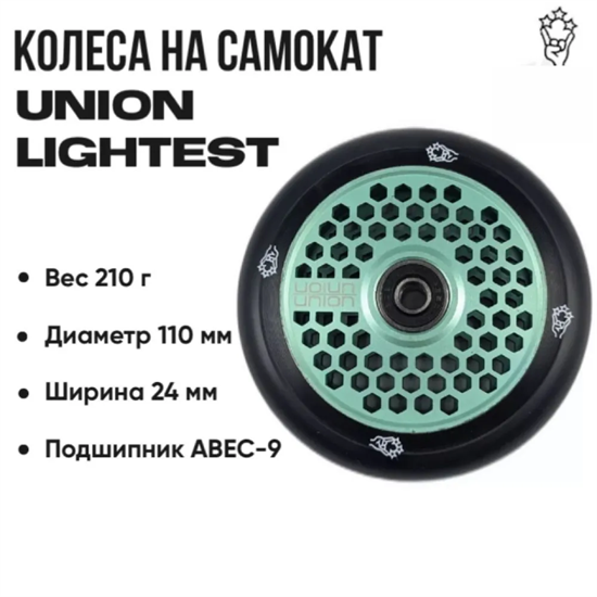 Колесо Union Lightest 110 мм., Зелёное. UnionLightest110-mint - фото 6784