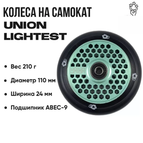 Колесо Union Lightest 110 мм., Зелёное. UnionLightest110-mint