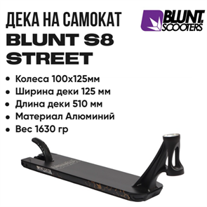 Дека Blunt S8 Street 510 мм., Чёрная. deck-bl-s8-str-bl